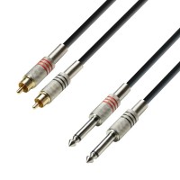ADAM HALL K3TPC0100 | Cable de Audio de 2 RCA macho a 2 Jacks 6,3 mm mono 1 m