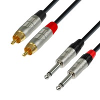 ADAM HALL K4TPC0150 | Cable de Audio REAN de 2 RCA macho a 2 Jacks 6,3 mm mono 1,5 m